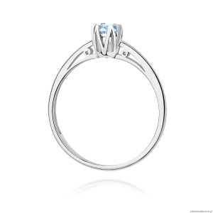 Pierścionek W0133 Diament Laboratoryjny niebieski 0,15ct białe złoto 375