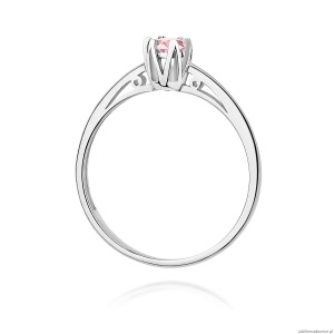 Pierścionek W0133 Diament Laboratoryjny różowy 0,15ct białe złoto 375