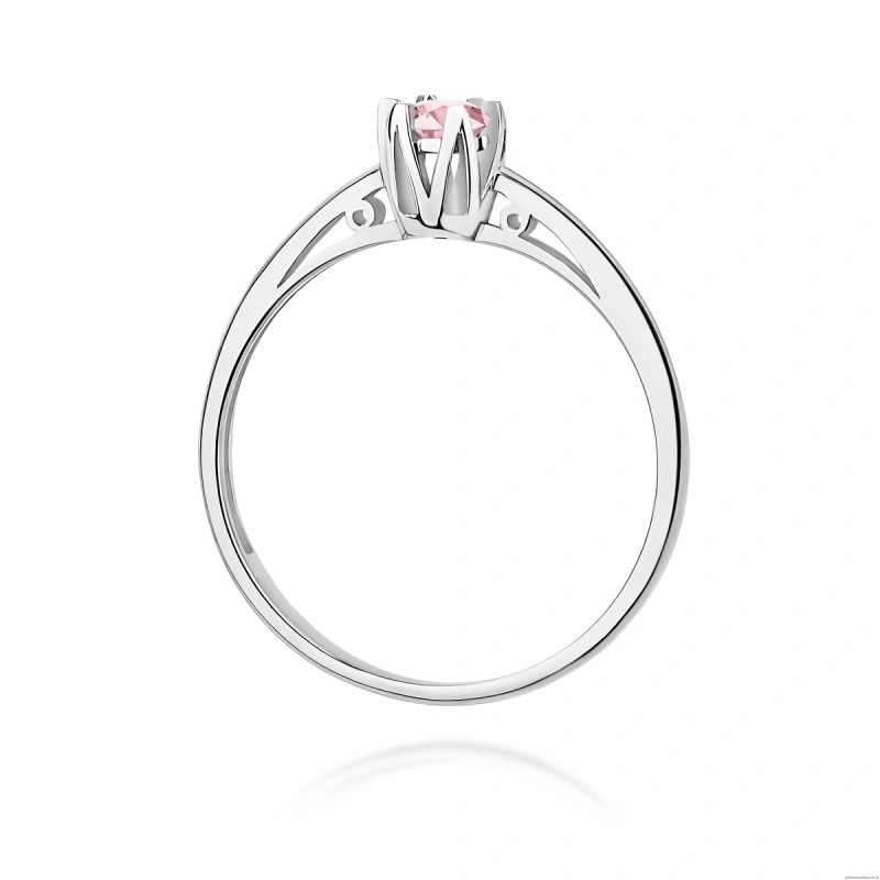 Pierścionek W0133 Diament Laboratoryjny różowy 0,15ct białe złoto 375