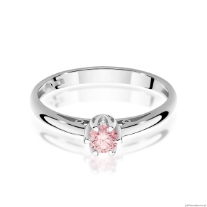 Pierścionek W0133 Diament Laboratoryjny różowy 0,15ct białe złoto 375