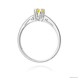 Pierścionek W0133 Diament Laboratoryjny żółty 0,15ct białe złoto 375
