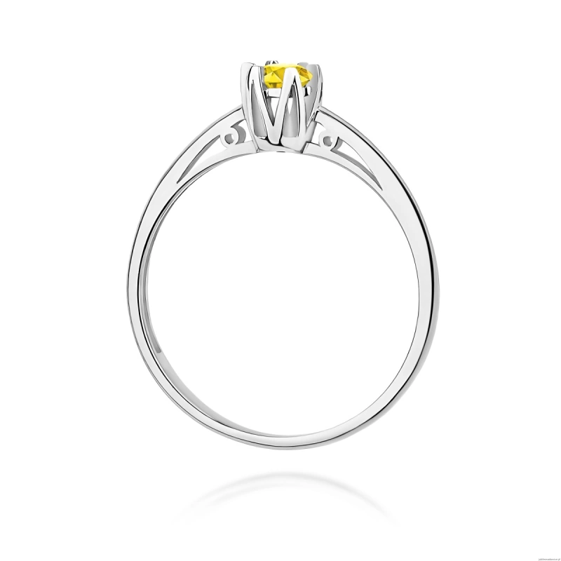Pierścionek W0133 Diament Laboratoryjny żółty 0,15ct białe złoto 375