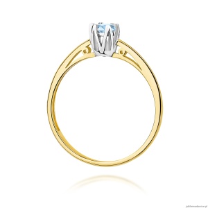 Pierścionek W0133 Diament Laboratoryjny niebieski 0,15ct żółte złoto 375