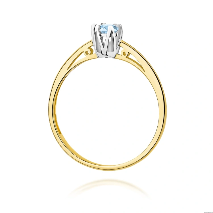 Pierścionek W0133 Diament Laboratoryjny niebieski 0,15ct żółte złoto 375