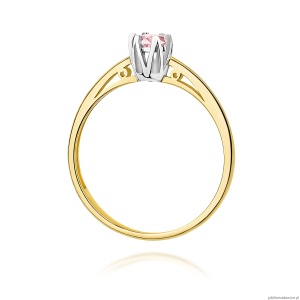 Pierścionek W0133 Diament Laboratoryjny różowy 0,15ct żółte złoto 375