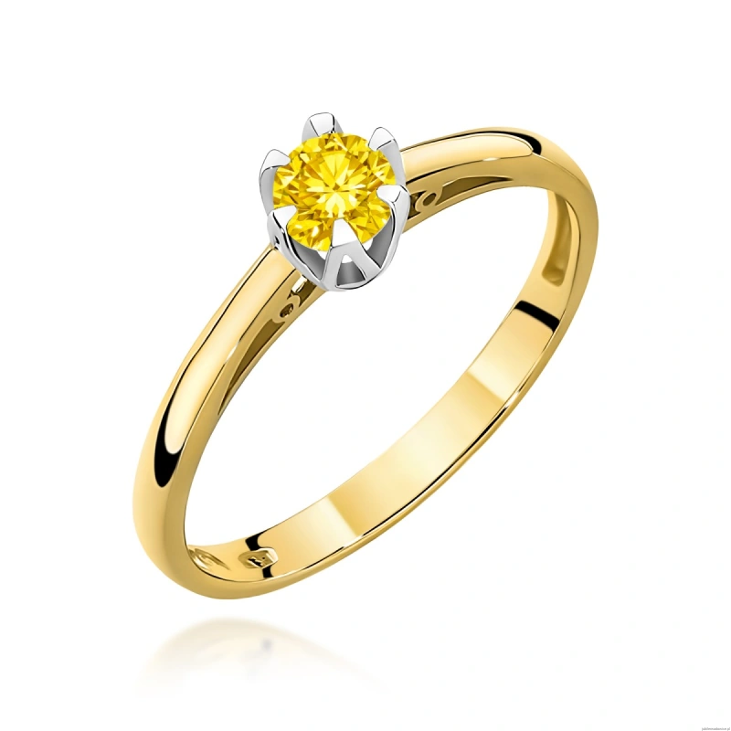 Pierścionek W0133 Diament Laboratoryjny żółty 0,15ct żółte złoto 375