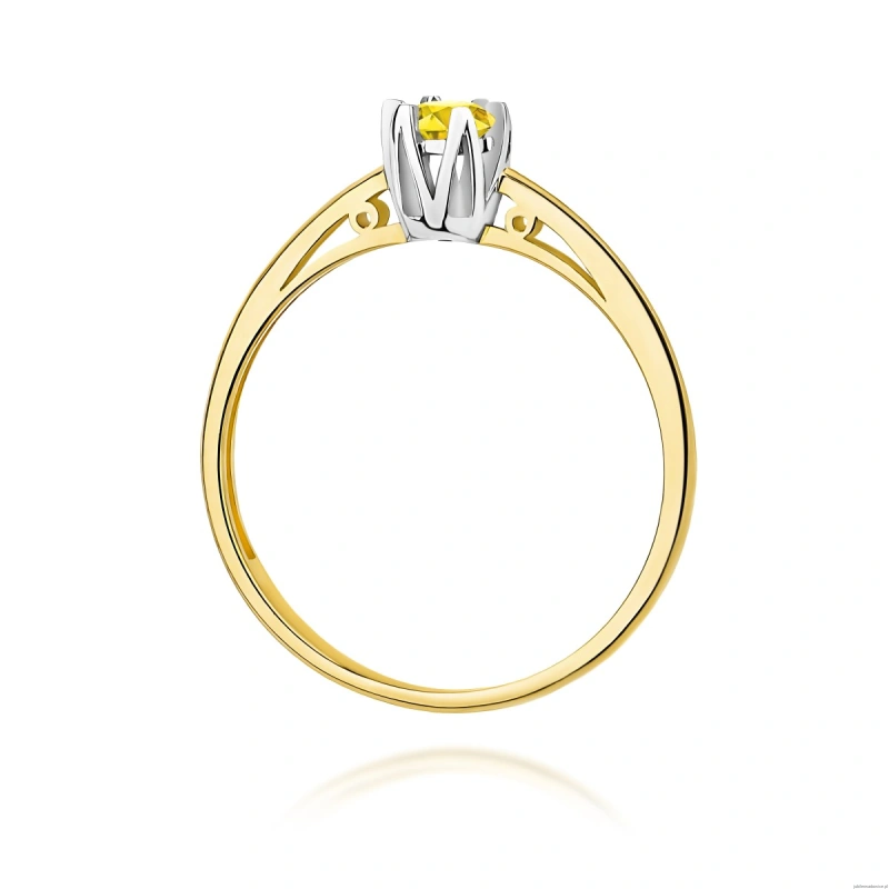 Pierścionek W0133 Diament Laboratoryjny żółty 0,15ct żółte złoto 375