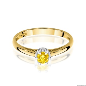 Pierścionek W0133 Diament Laboratoryjny żółty 0,15ct żółte złoto 375