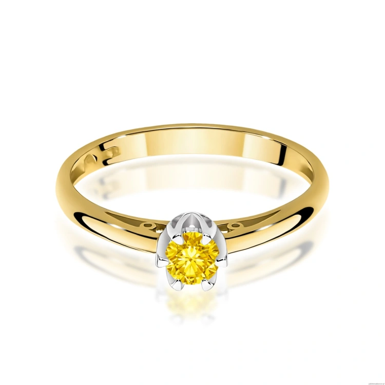 Pierścionek W0133 Diament Laboratoryjny żółty 0,15ct żółte złoto 375