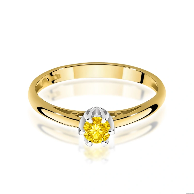 Pierścionek W0133 Diament Laboratoryjny żółty 0,15ct żółte złoto 375
