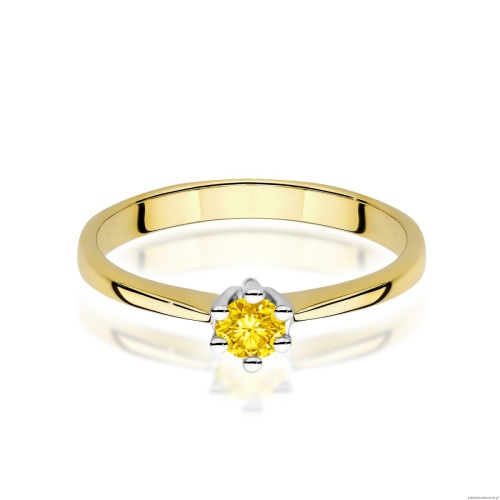 Pierścionek W0256 Diament Laboratoryjny żółty 0,15ct żółte złoto 375