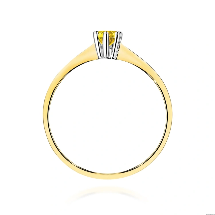 Pierścionek W0256 Diament Laboratoryjny żółty 0,15ct żółte złoto 375