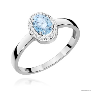 Pierścionek W0330 Diament Laboratoryjny niebieski 0,50ct białe złoto 375