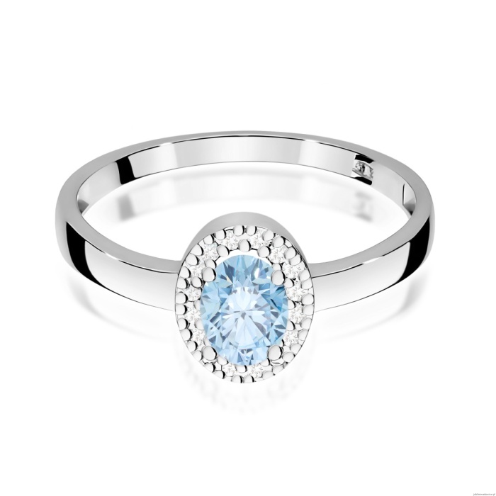 Pierścionek W0330 Diament Laboratoryjny niebieski 0,50ct białe złoto 375