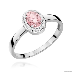 Pierścionek W0330 Diament Laboratoryjny różowy 0,50ct białe złoto 375