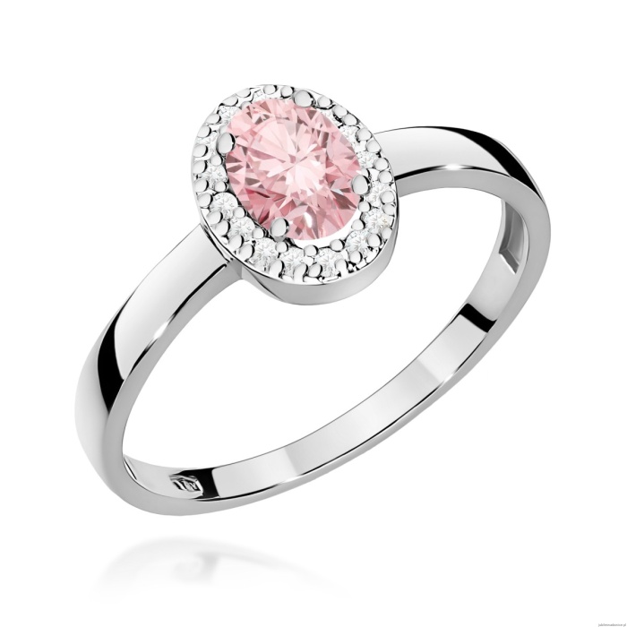 Pierścionek W0330 Diament Laboratoryjny różowy 0,50ct białe złoto 375