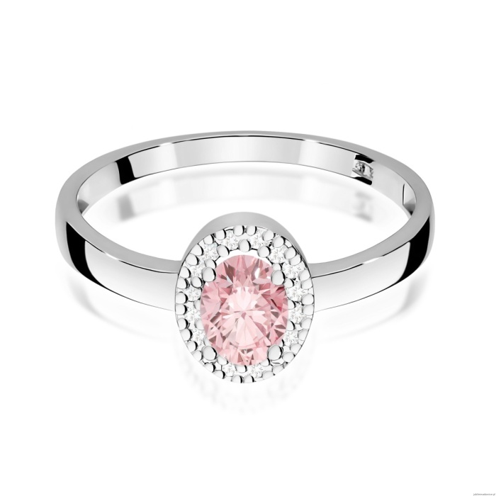 Pierścionek W0330 Diament Laboratoryjny różowy 0,50ct białe złoto 375