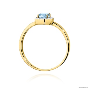 Pierścionek W0330 Diament Laboratoryjny niebieski 0,50ct żółte złoto 375
