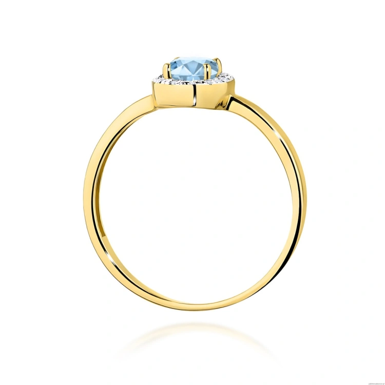 Pierścionek W0330 Diament Laboratoryjny niebieski 0,50ct żółte złoto 375