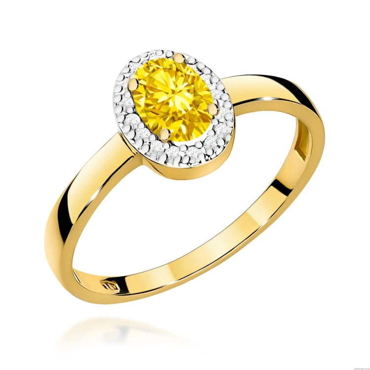 Pierścionek W0330 Diament Laboratoryjny żółty 0,50ct żółte złoto 375