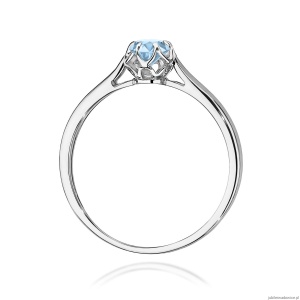 Pierścionek W0062 Diament Laboratoryjny niebieski 0,15ct białe złoto
