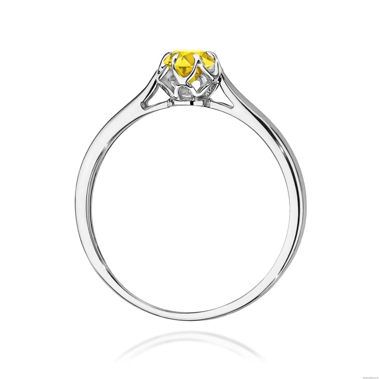 Pierścionek W0062 Diament Laboratoryjny żółty 0,15ct białe złoto