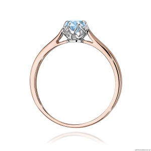 Pierścionek W0062 Diament Laboratoryjny niebieski 0,15ct różowe złoto