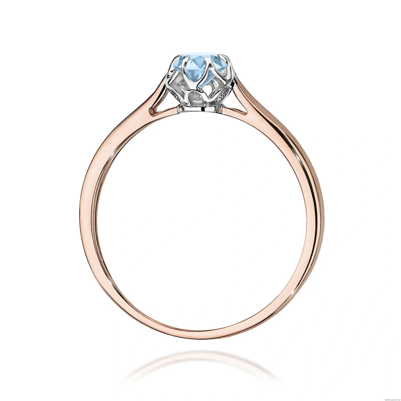 Pierścionek W0062 Diament Laboratoryjny niebieski 0,15ct różowe złoto