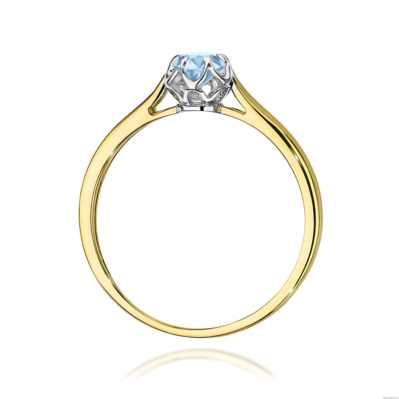 Pierścionek W0062 Diament Laboratoryjny niebieski 0,15ct żółte złoto