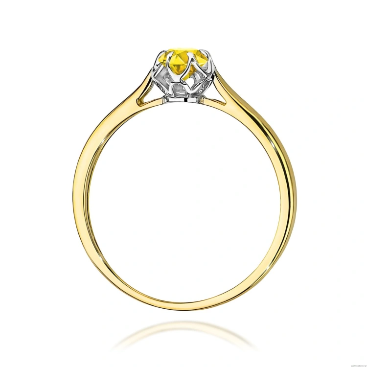 Pierścionek W0062 Diament Laboratoryjny żółty 0,15ct żółte złoto