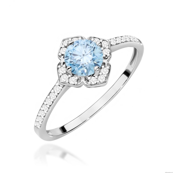 Pierścionek W0603 Diament Laboratoryjny niebieski 0,50ct białe złoto