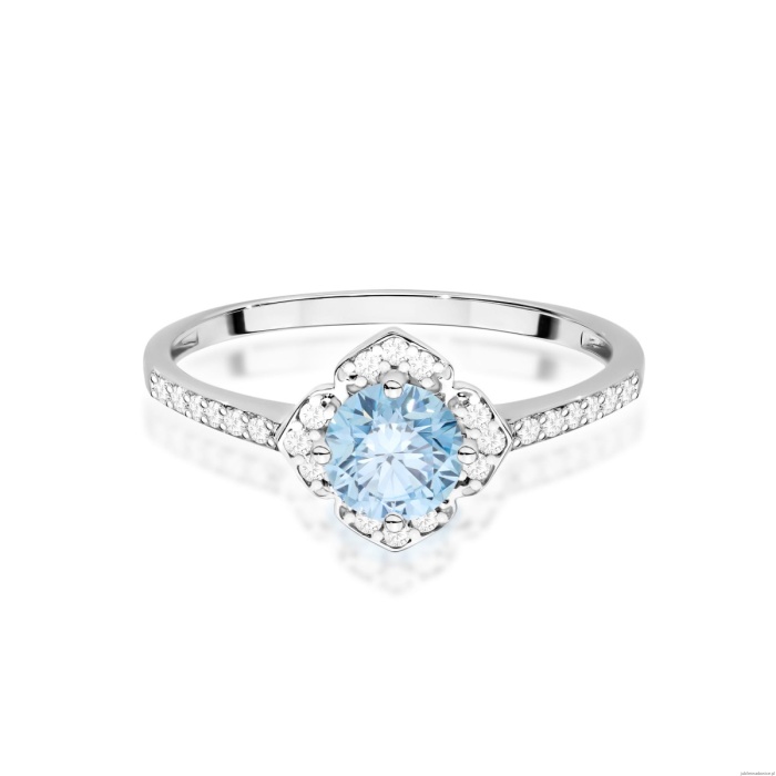 Pierścionek W0603 Diament Laboratoryjny niebieski 0,50ct białe złoto