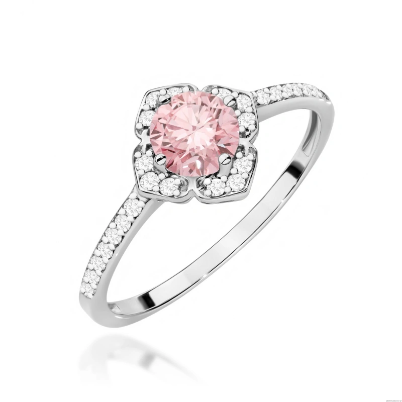 Pierścionek W0603 Diament Laboratoryjny różowy 0,50ct białe złoto