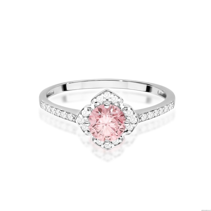 Pierścionek W0603 Diament Laboratoryjny różowy 0,50ct białe złoto