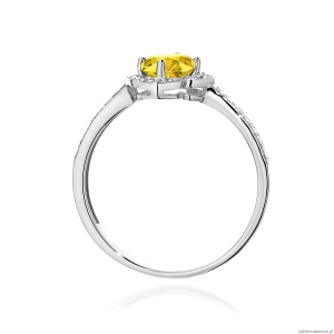 Pierścionek W0603 Diament Laboratoryjny żółty 0,50ct białe złoto