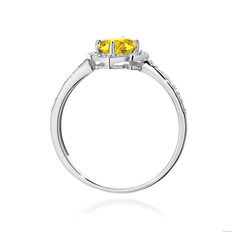 Pierścionek W0603 Diament Laboratoryjny żółty 0,50ct białe złoto