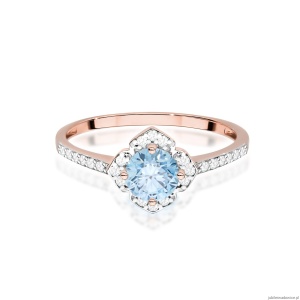 Pierścionek W0603 Diament Laboratoryjny niebieski 0,50ct różowe złoto