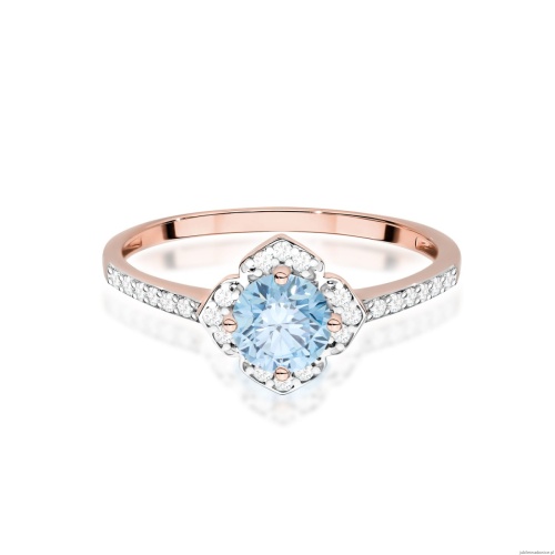 Pierścionek W0603 Diament Laboratoryjny niebieski 0,50ct różowe złoto