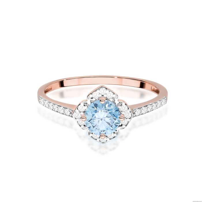 Pierścionek W0603 Diament Laboratoryjny niebieski 0,50ct różowe złoto