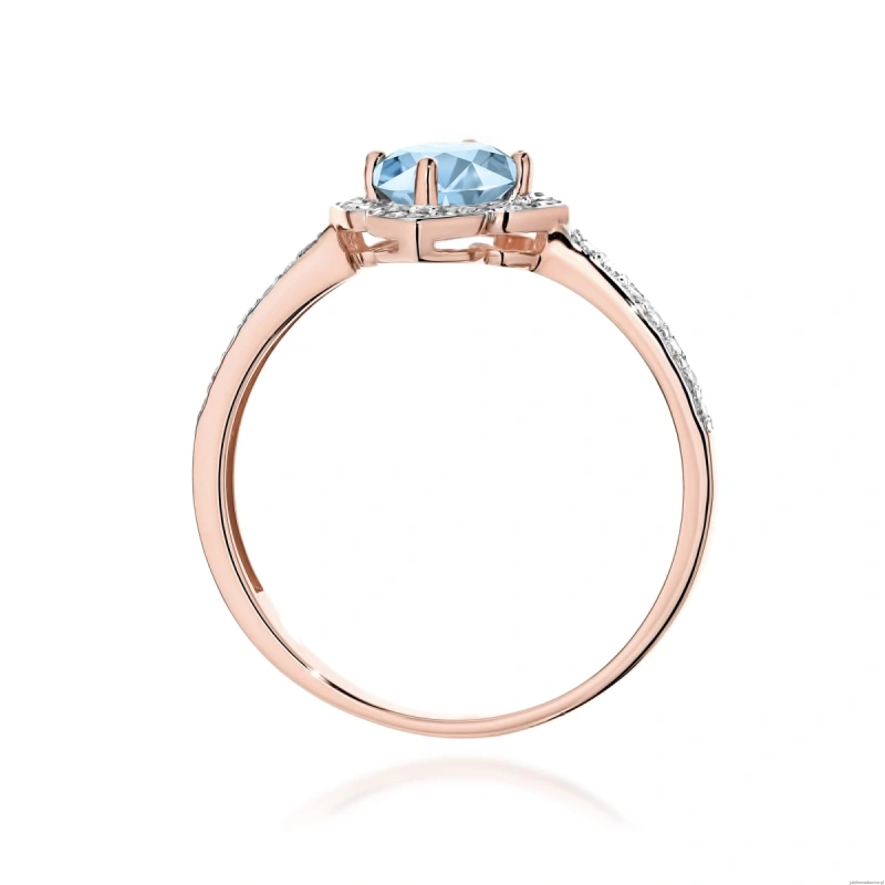 Pierścionek W0603 Diament Laboratoryjny niebieski 0,50ct różowe złoto