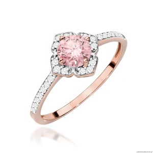 Pierścionek W0603 Diament Laboratoryjny różowy 0,50ct różowe złoto