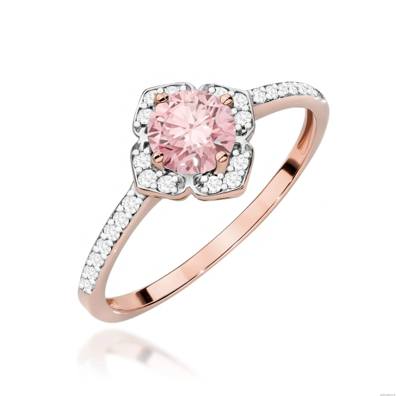 Pierścionek W0603 Diament Laboratoryjny różowy 0,50ct różowe złoto