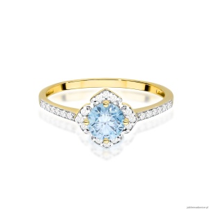 Pierścionek W0603 Diament Laboratoryjny niebieski 0,50ct żółte złoto