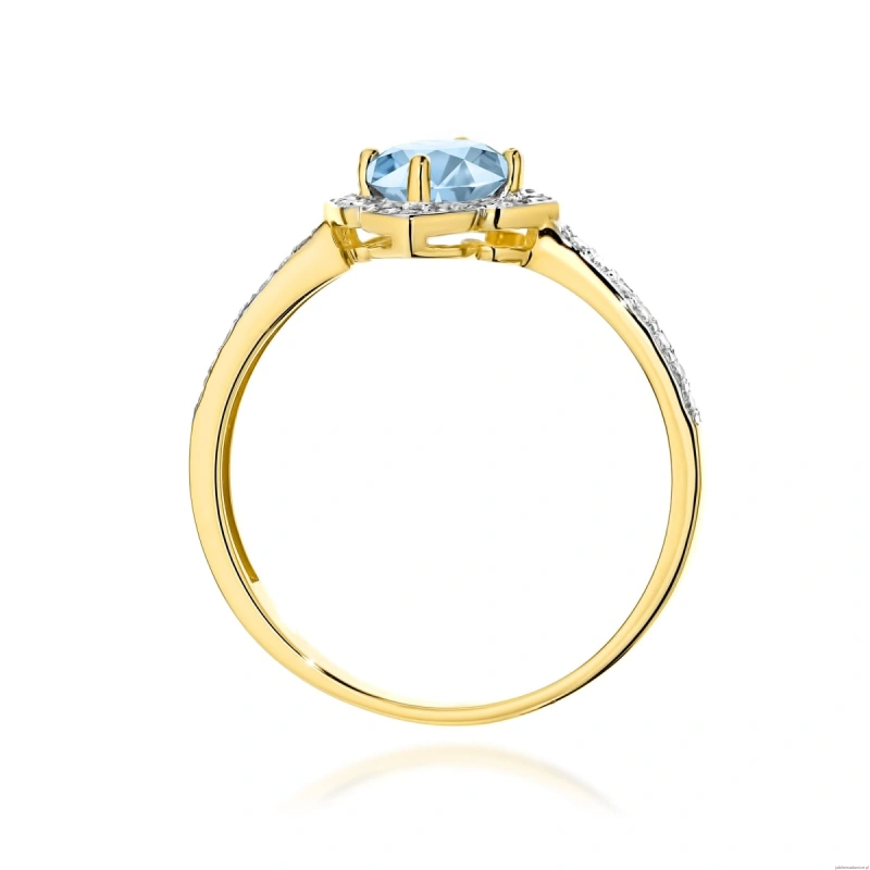Pierścionek W0603 Diament Laboratoryjny niebieski 0,50ct żółte złoto