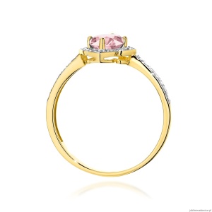 Pierścionek W0603 Diament Laboratoryjny różowy 0,50ct żółte złoto