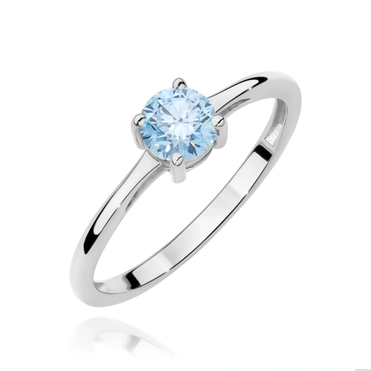 Pierścionek W0656 Diament Laboratoryjny niebieski 0.50ct białe złoto