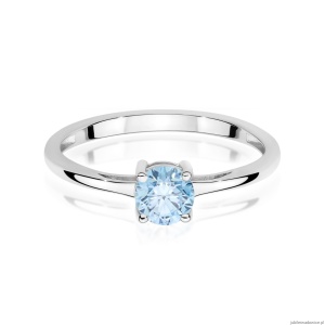Pierścionek W0656 Diament Laboratoryjny niebieski 0.50ct białe złoto