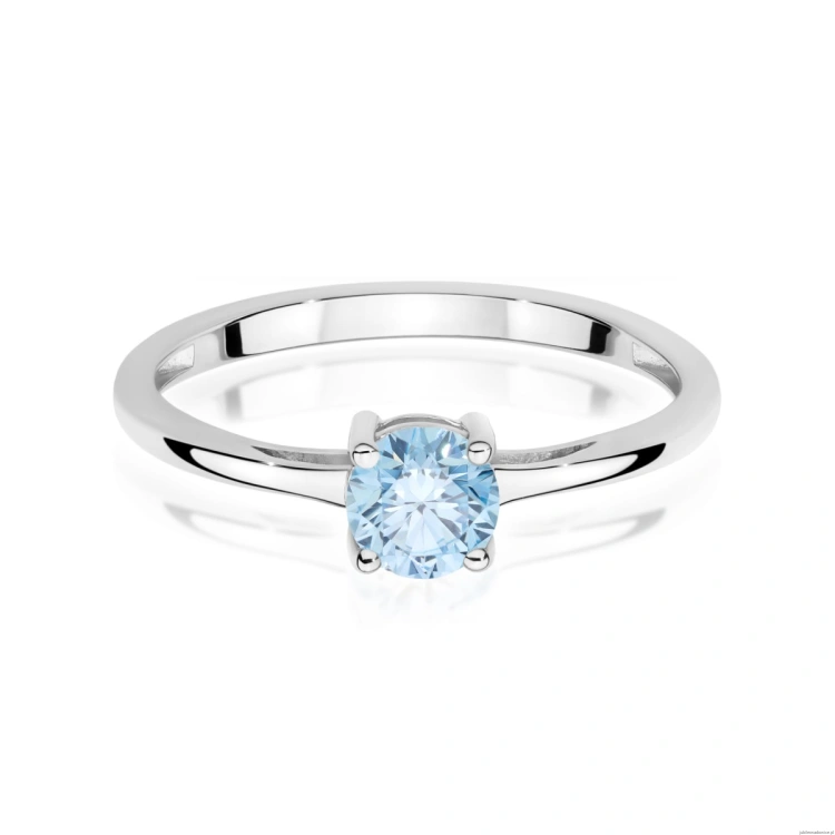 Pierścionek W0656 Diament Laboratoryjny niebieski 0.50ct białe złoto