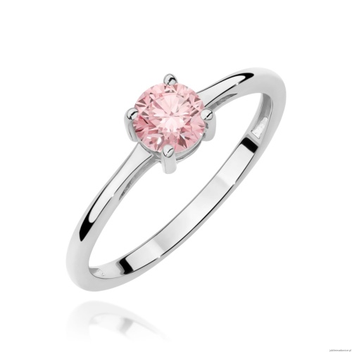 Pierścionek W0656 Diament Laboratoryjny różowy 0.50ct białe złoto