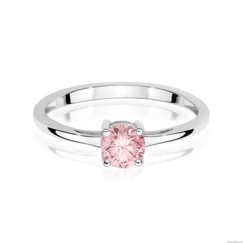 Pierścionek W0656 Diament Laboratoryjny różowy 0.50ct białe złoto